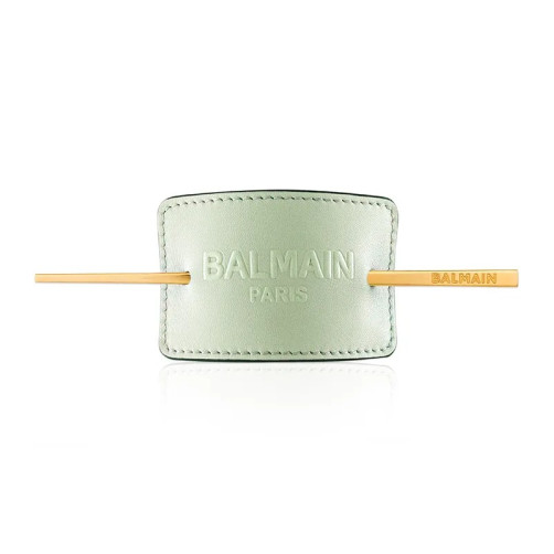 Balmain lasna sponka usnjena z zlato iglo – Embossed Hair pastel zelena