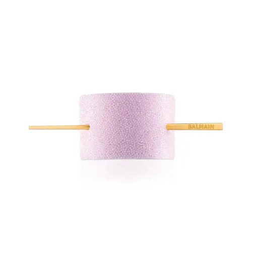 Balmain lasna sponka usnjena z zlato iglo – Swarowski pastel roza